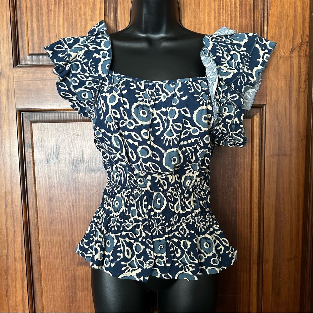 NWT! Luna Moon Blue Boho Top Size S